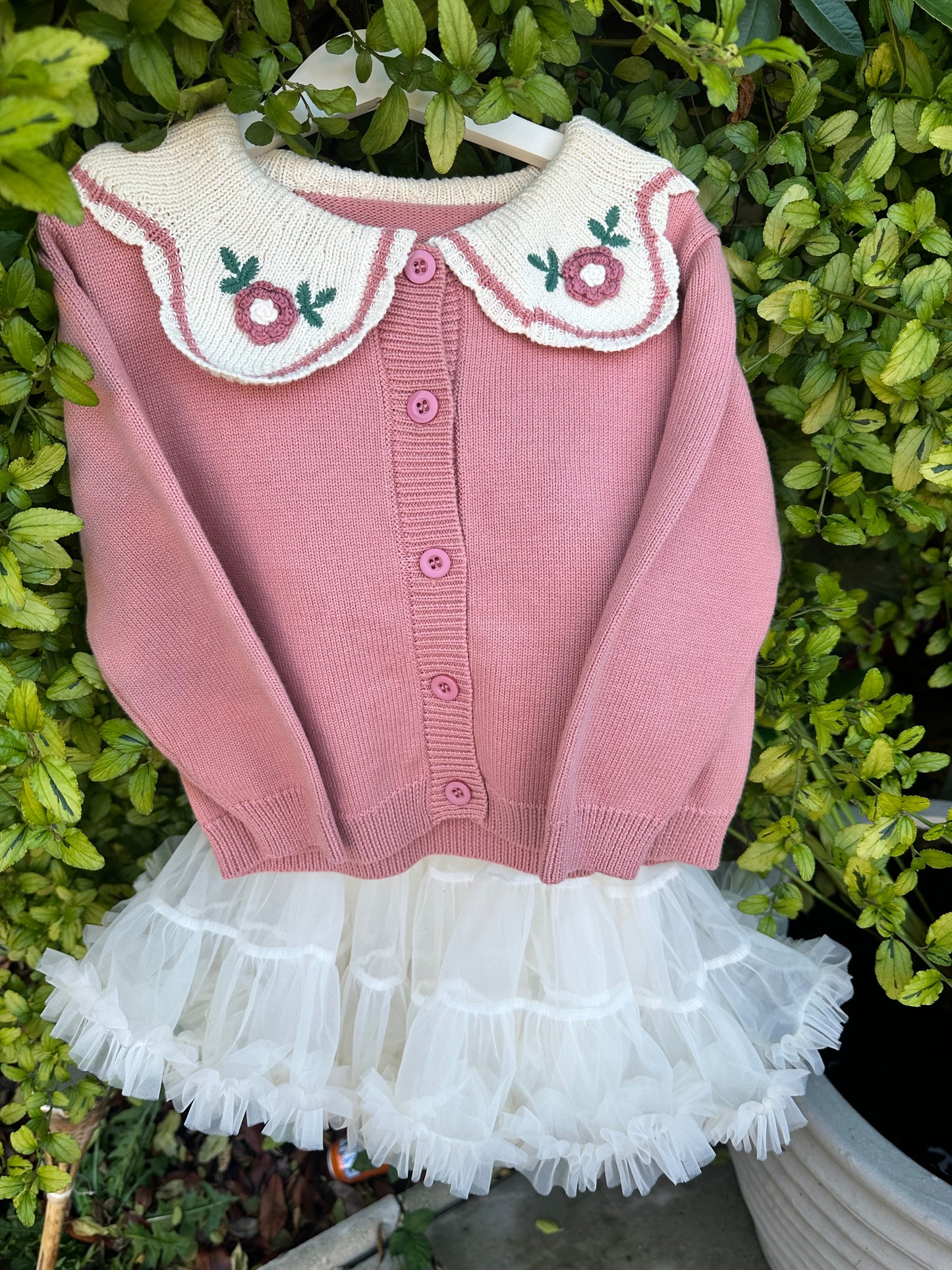Flower Lapel Cardigan