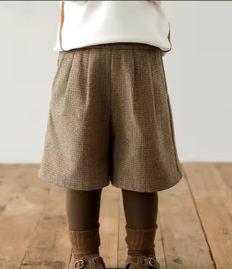 Tweed Style Bermuda Shorts With Attached Leggings