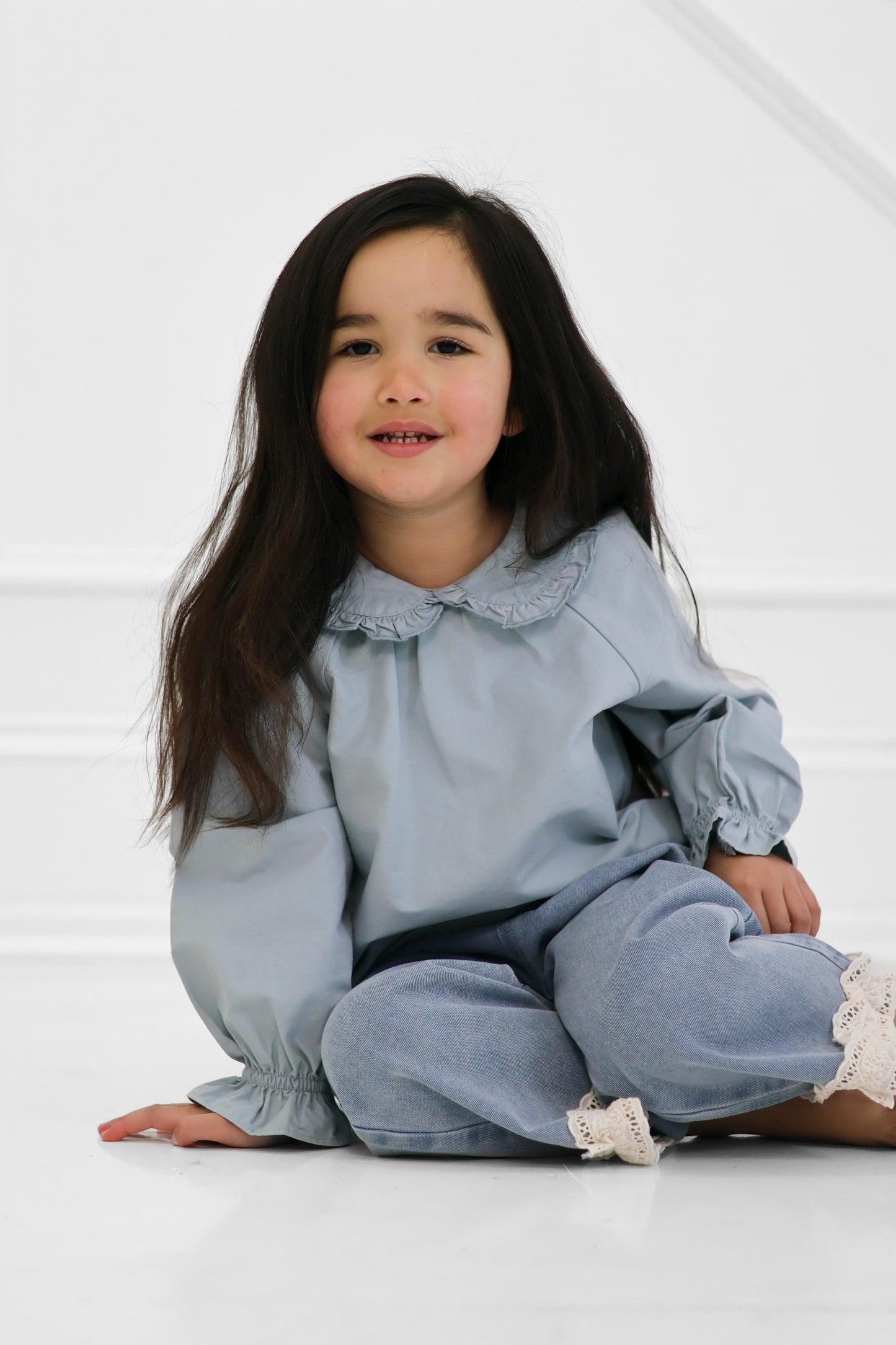Frill Collar Blouse /Duck Egg Blue
