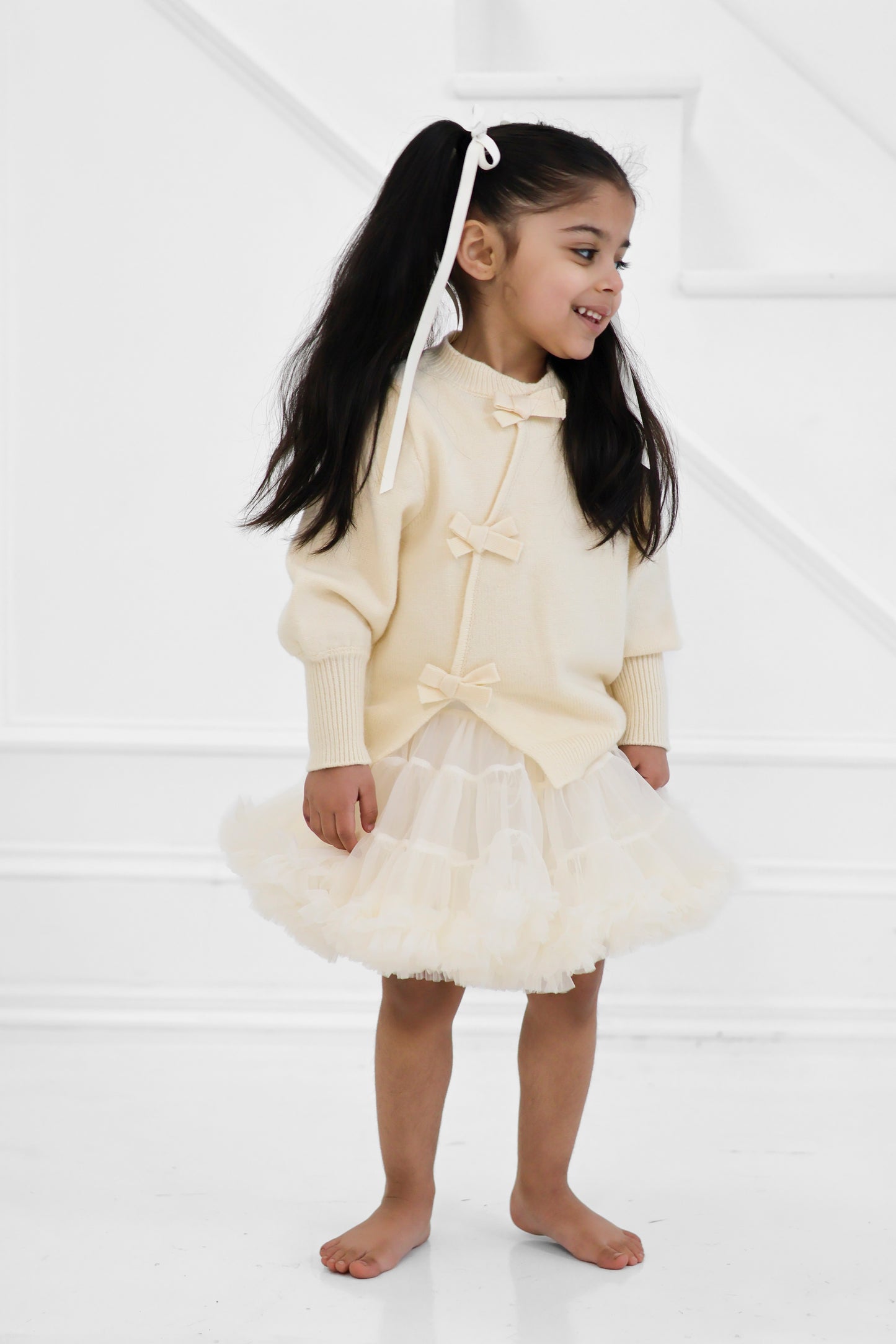 Cream Layered Tulle Skirt
