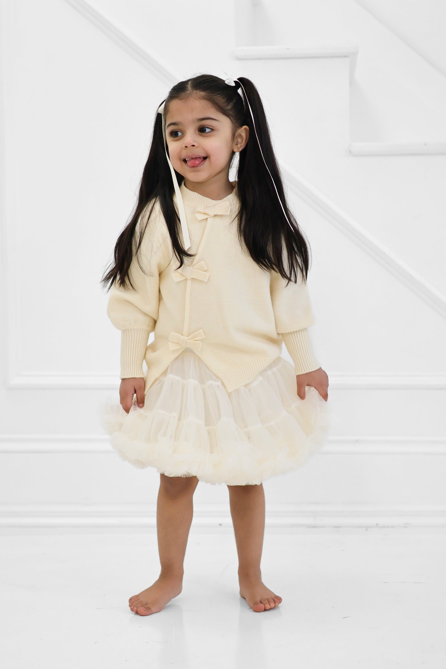 Cream Layered Tulle Skirt