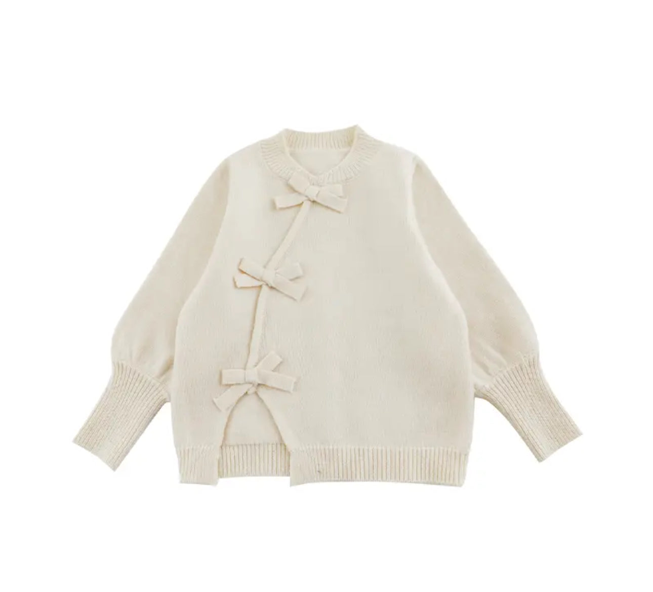 Cream Bow Knitted Sweater