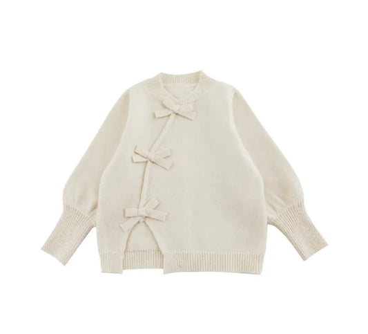 Cream Bow Knitted Sweater