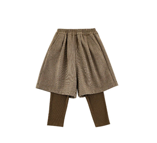 Tweed Style Bermuda Shorts With Attached Leggings