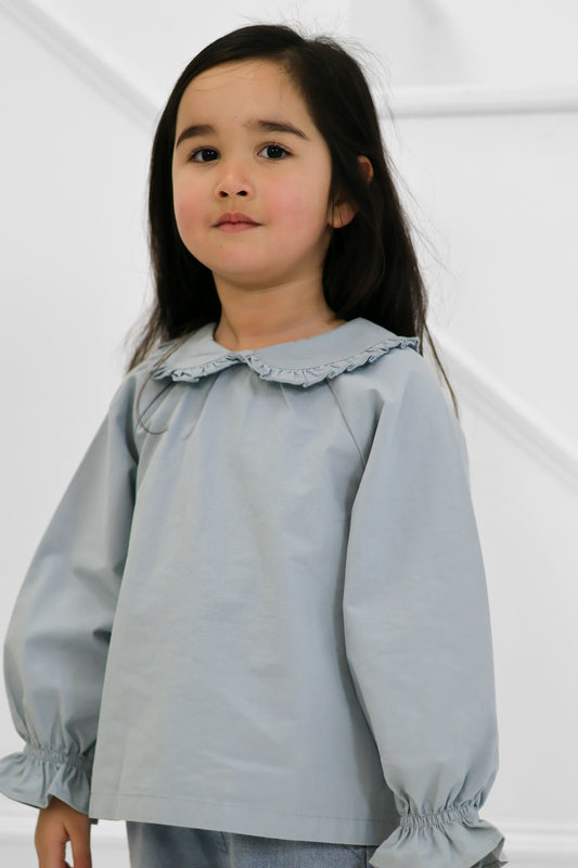 Frill Collar Blouse /Duck Egg Blue