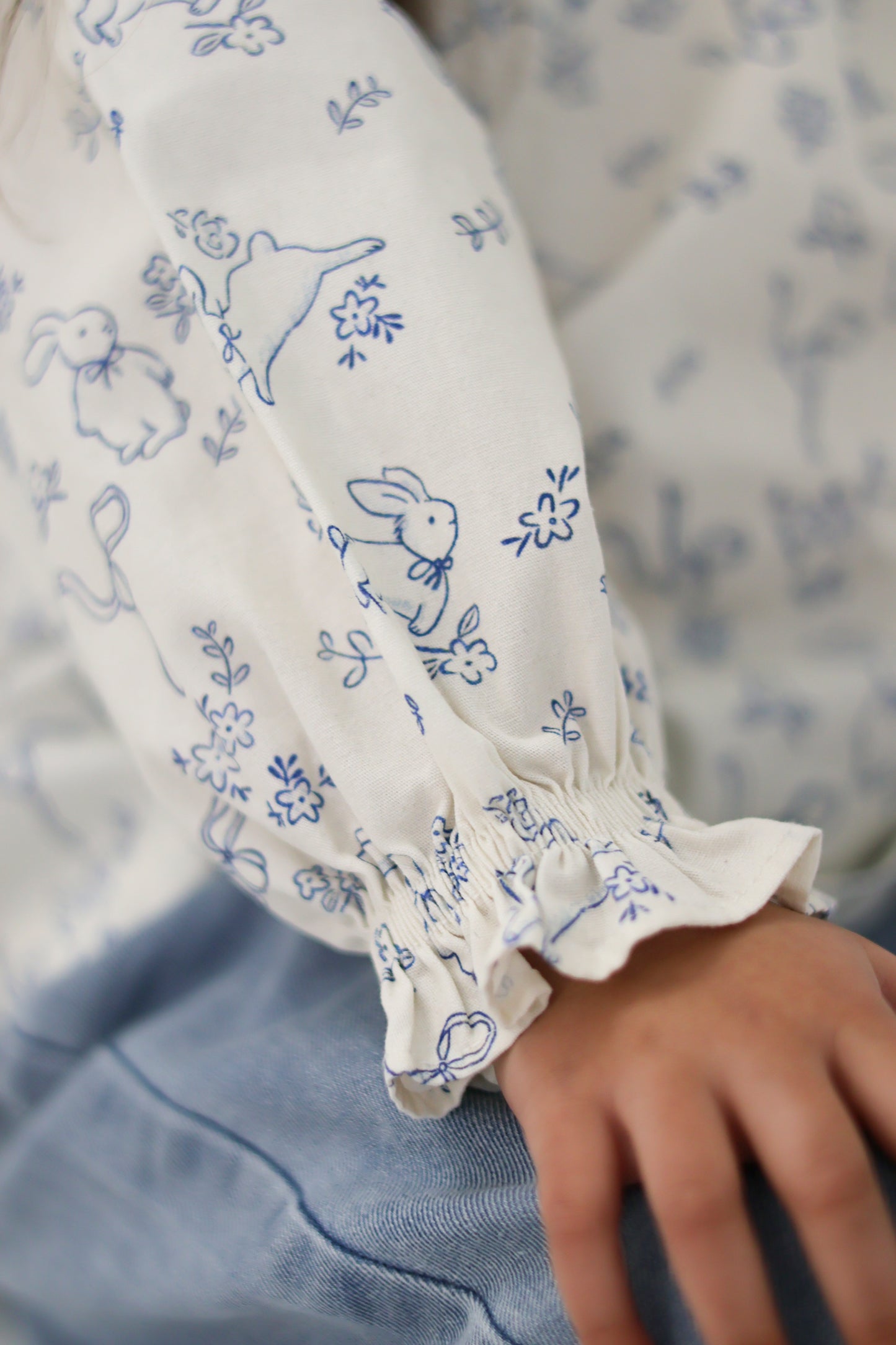 Frill Collar Blouse/Bunny Print