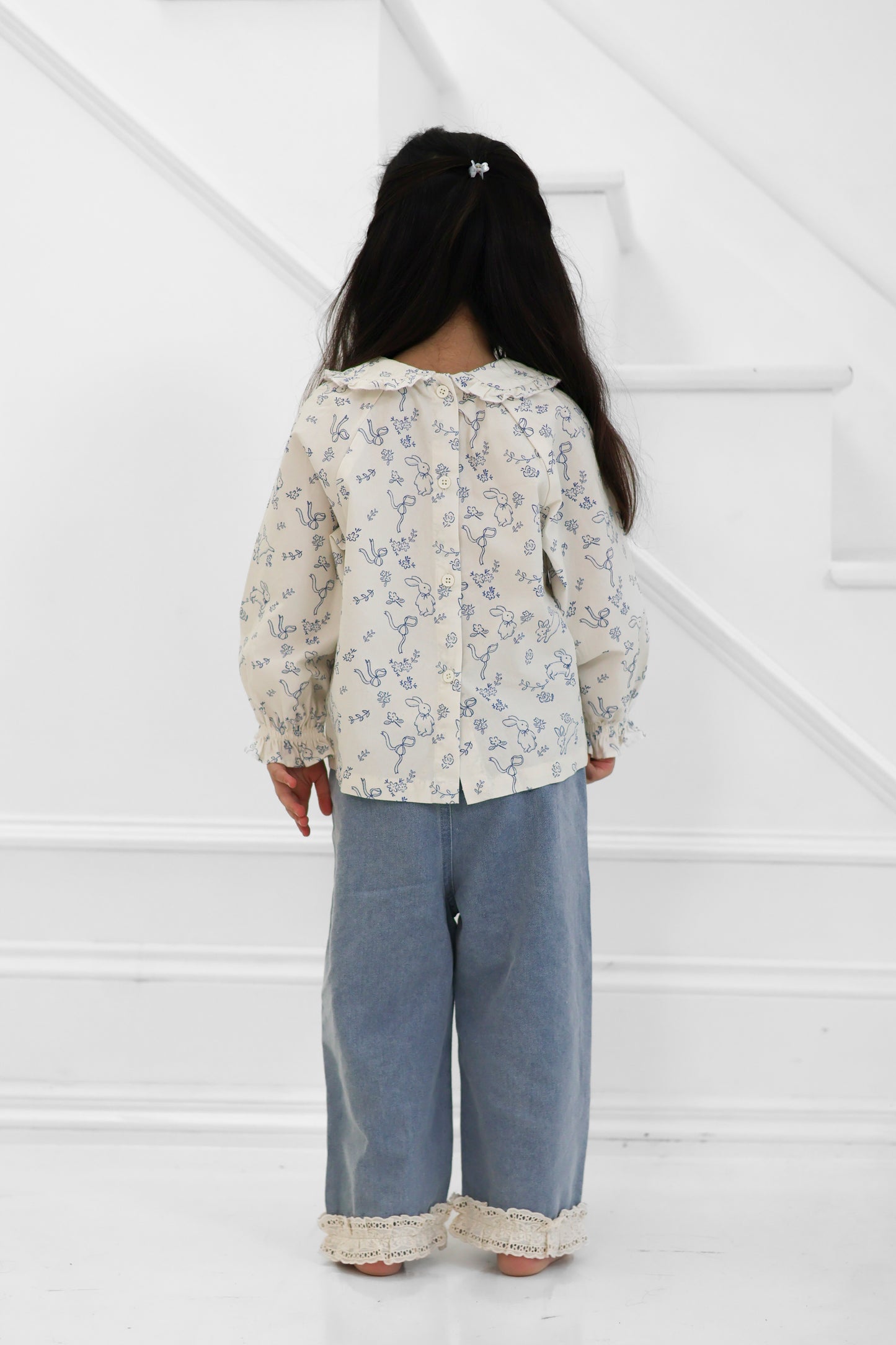 Frill Collar Blouse/Bunny Print