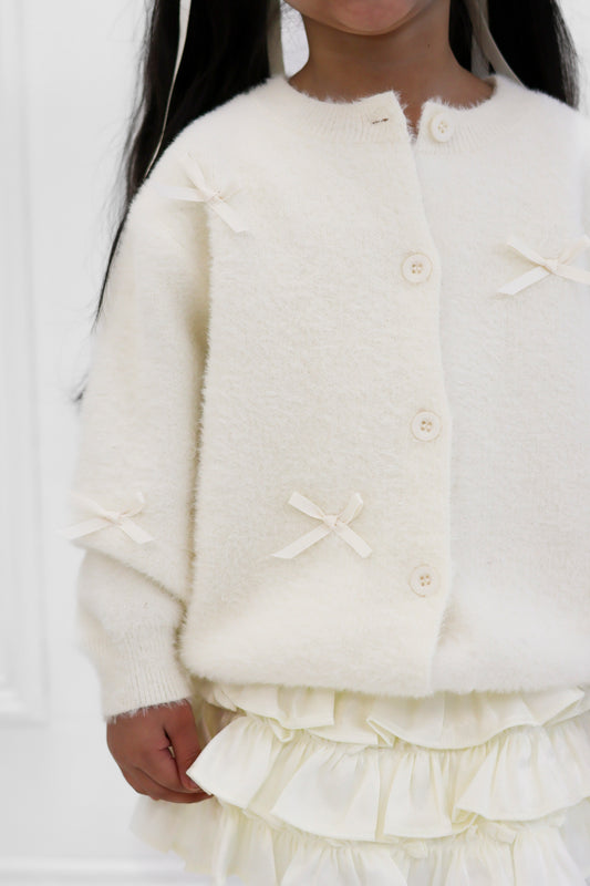 White Bow Cardigan